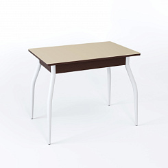 Стол Аспен СТ МП 900(1200)*600*750 Ноги 01 белые (стекло Бежевое глянцевое цвет ВН)